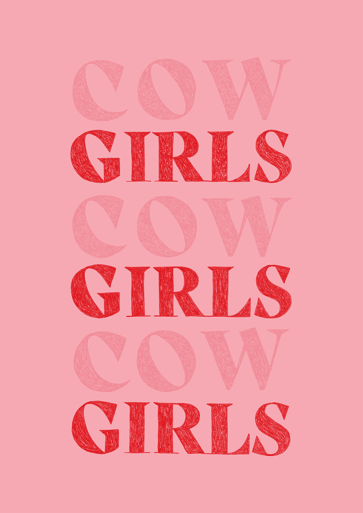 girls hand drawn type lettering typography   Poster Design pink western anyone can yeehaw cowgirl