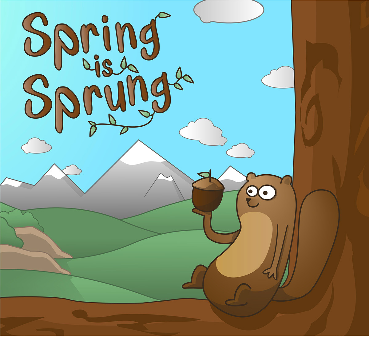 Adobe Portfolio cute squirrel spring SKY draw font