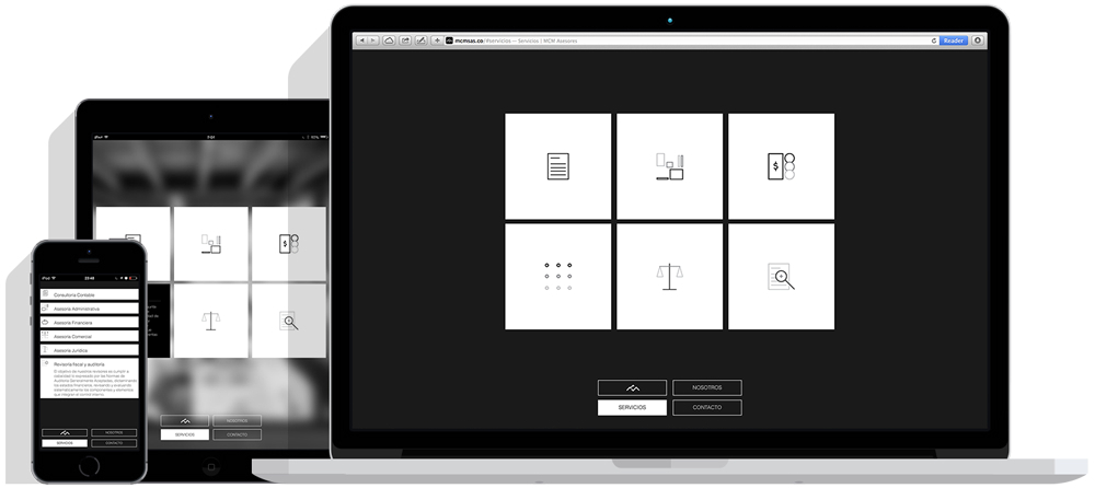 brand clean minimalist geometric White black icons navigation Responsive Web iPad iphone desktop logo