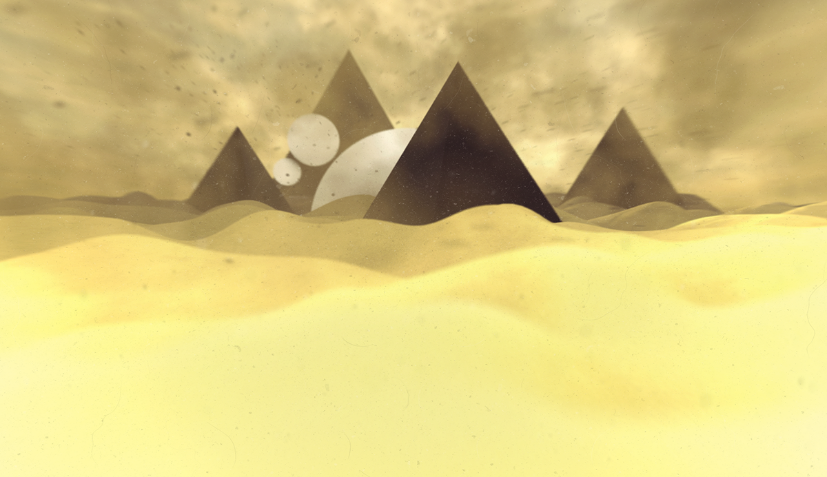 Landscape desert planet pyramid water colors displacement Cinema Island Cove dust