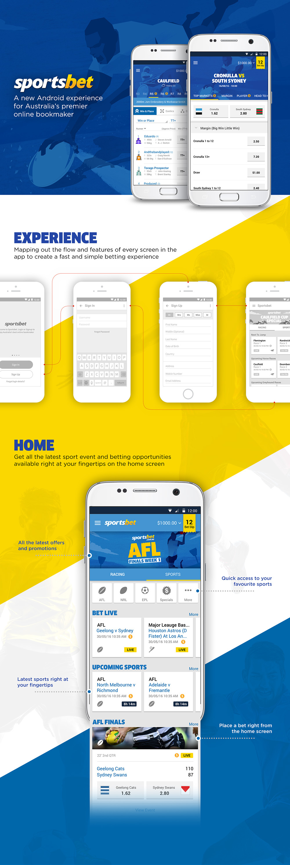 sports bet gambling android app mobile UI ux design