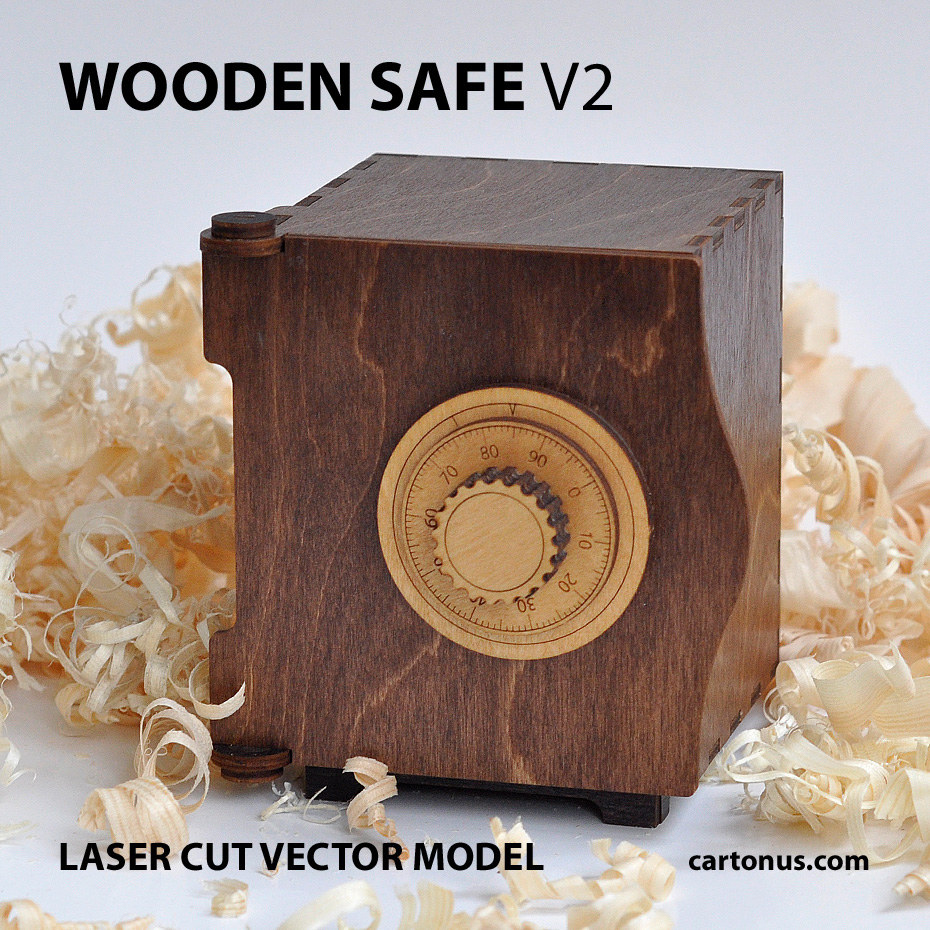 wooden safe cnc laser cut engraving