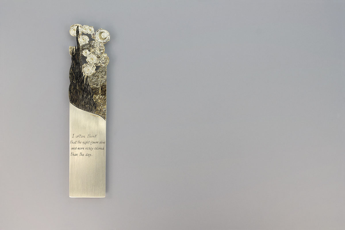 Silverleaf bookmarks handmade made in italy silver van gogh art Unique Jewellery