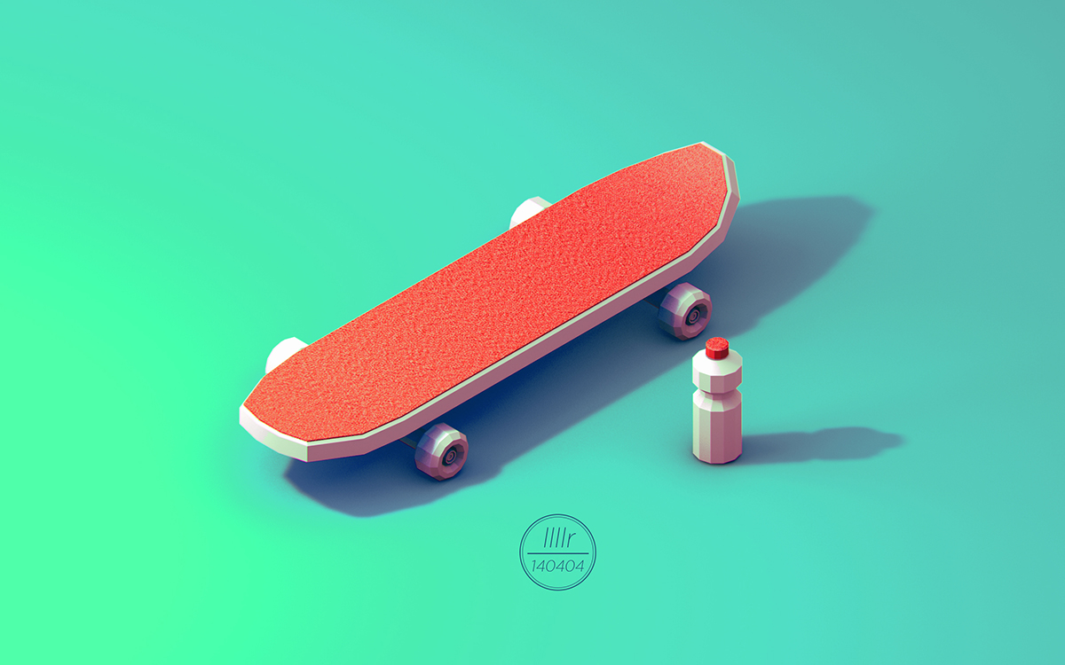 c4d photoshop Fun Isometric simple Icon 3D Pipe Computer skate madethis girl