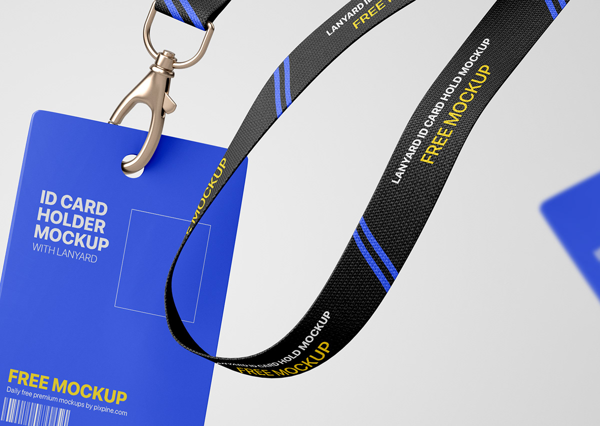 branding  card holder corporate design employee free mockup  id card Lanyard photoshop psd template