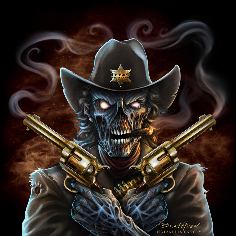 zombie,gunslinger,cowboy,guns,dark,evil,motocross graphic,decal,undead,Цифр...
