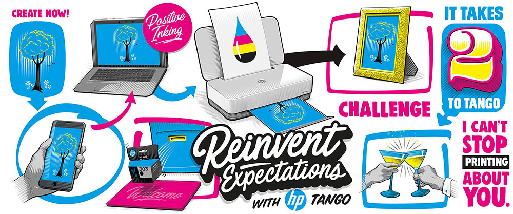 hp edelman HP Tango tango printer CMYK RGB handdrawn Cintiq ink