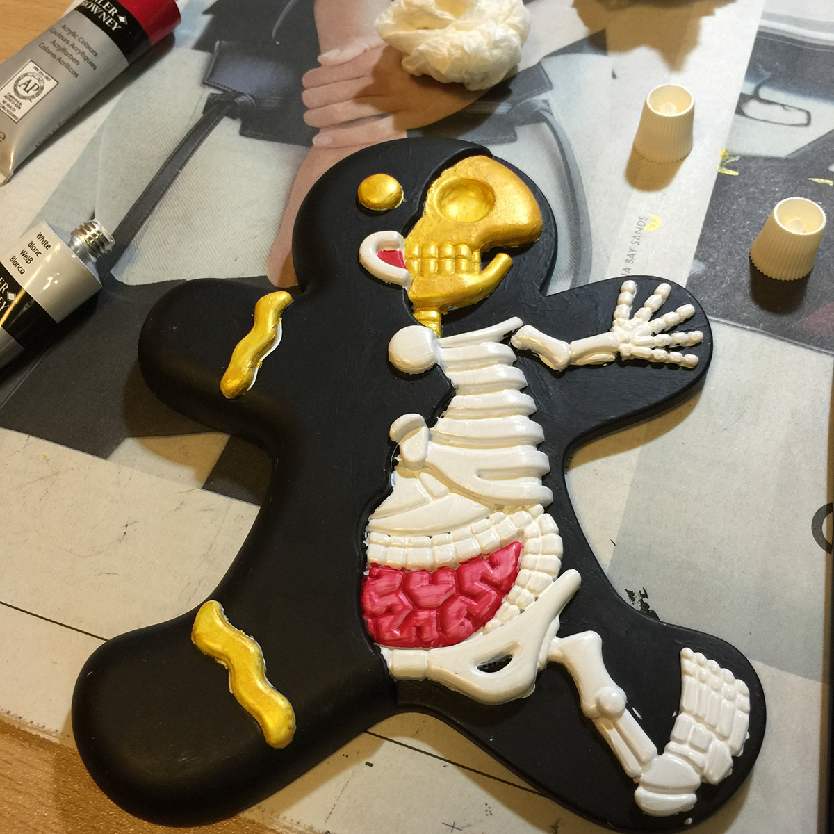 jason freeny Gingerbread skeleton Custom paint toy mighty jaxx collab