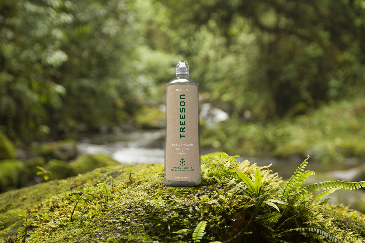 treeson spring water Kickstarter packaging design bottled water bottle design Water Brand Sustainable Sustainability green eco-friendly