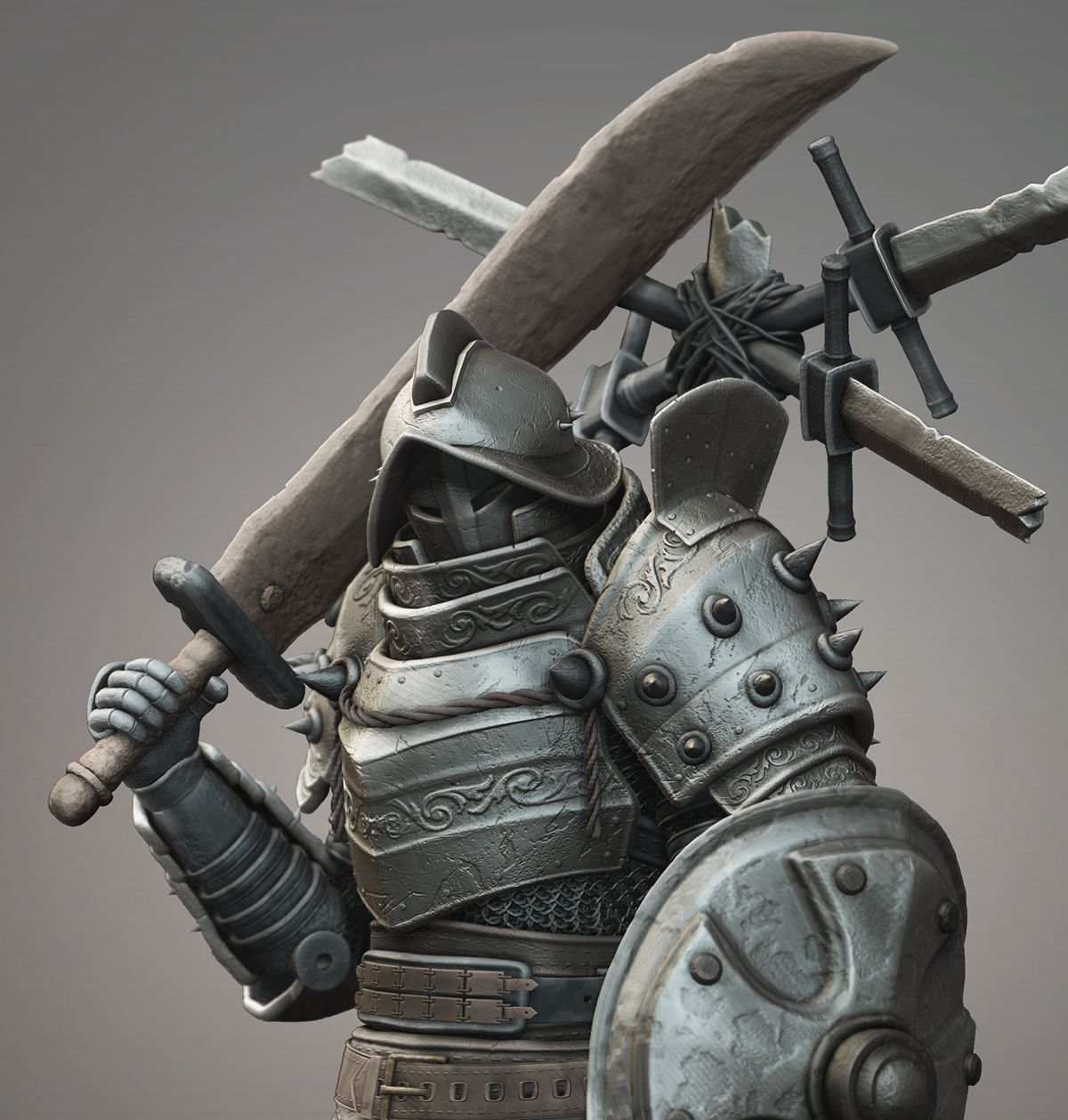Zbrush knight 3d Gladiator 3d dark souls 3d armor 3d warrior 3D Character Concept samurai 3d Sword 3D Jan Löchler