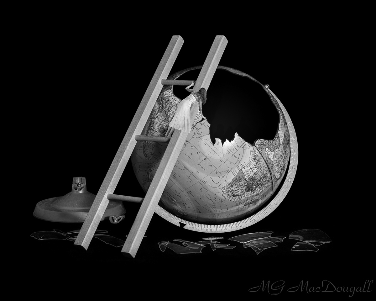 conceptual photography Composite black and white self portrait Greif loss book