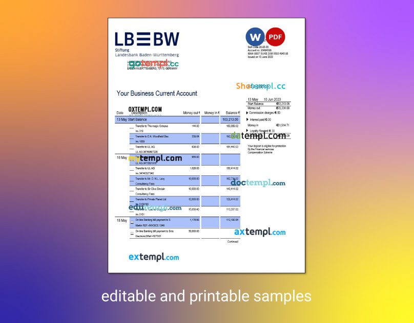 Bank example sample edit samples template editale landesbank