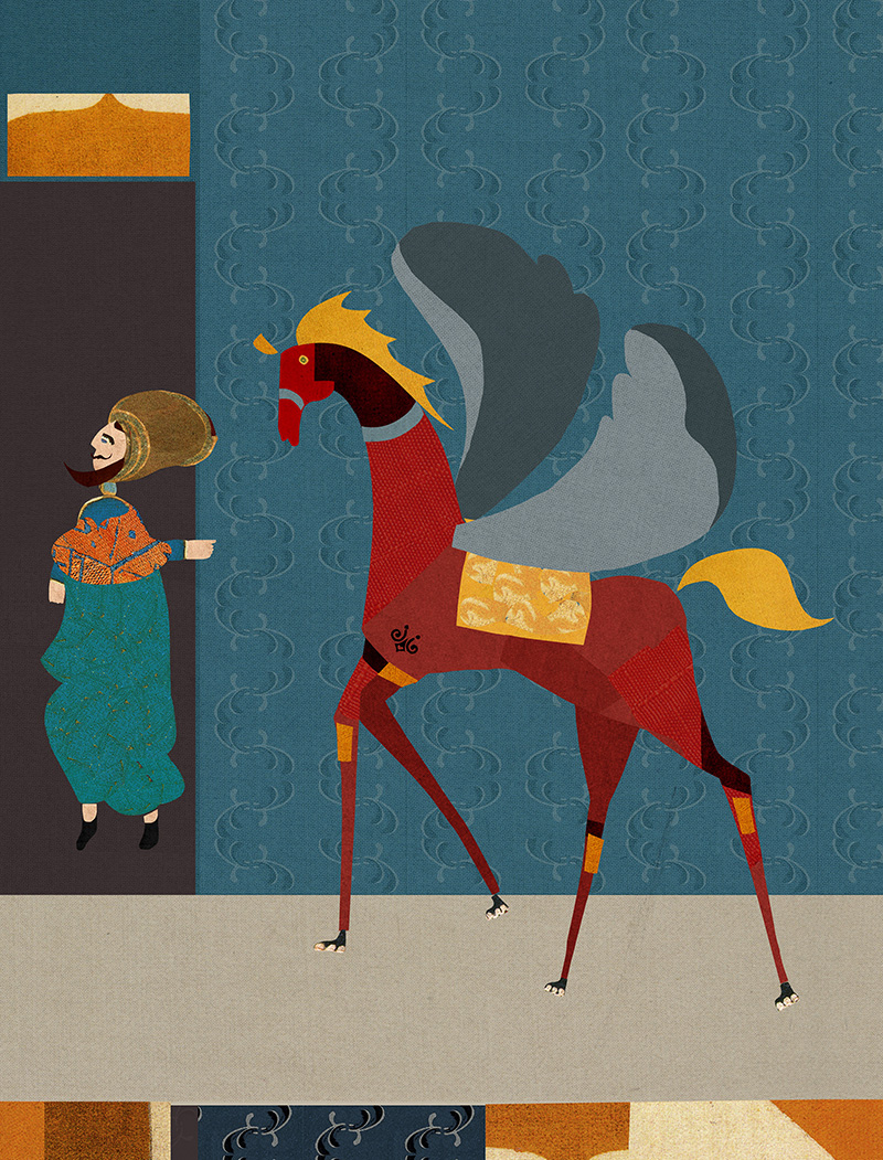 magic horse arabian nights children illustration