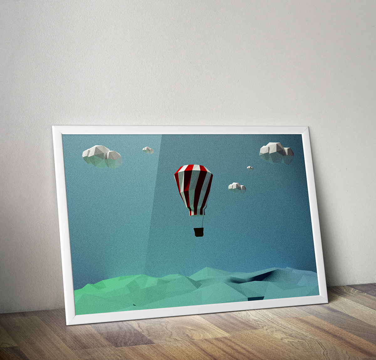 3D airballoon explore blender poster low-poly