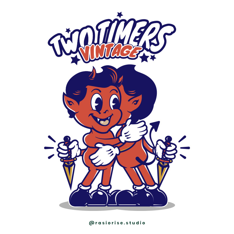 Two Timers Vintage 80's Cartoon Logo on Behance