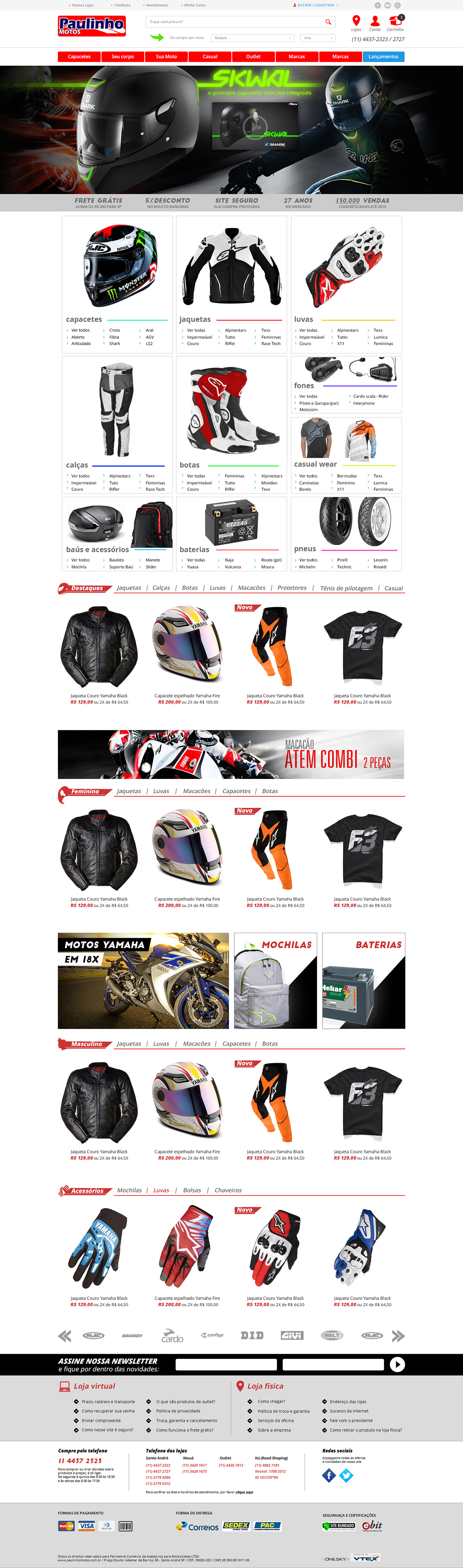 Ecommerce Interface moto loja Website