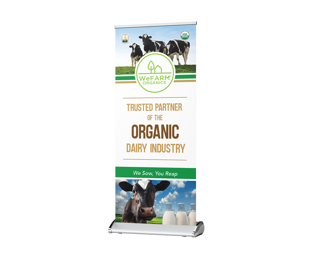 banner Trade Show graphic design  organic green Food  print WeFARM Organics