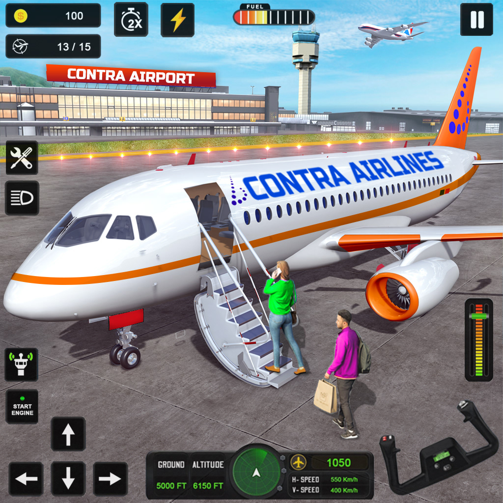 simulator games UI/UX cityscape Travel photoshop artwork 3D Render Airplane Games Simulator Flight game