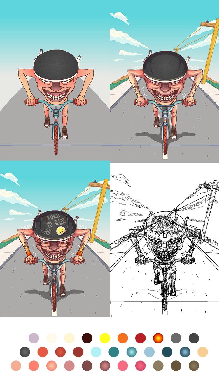 selfie cartoon draw vector pantone Bike Bob Marley geek logo type lettering photoshop Illustrator pixel