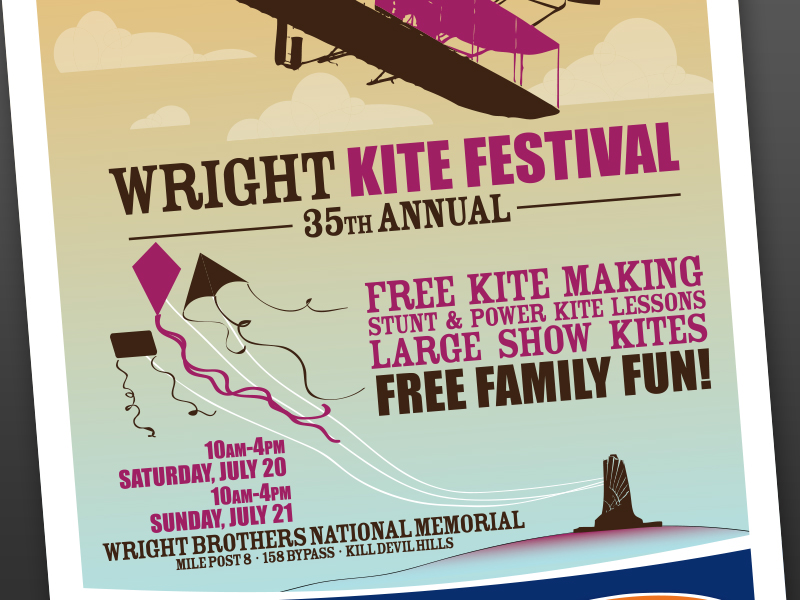 Wright Brothers Wright memorial Wright glider poster Event Fesitval outer banks Kitty Hawk kites Kite Festival festival poster kite festival poster wright brothers poster flight festival north carolina