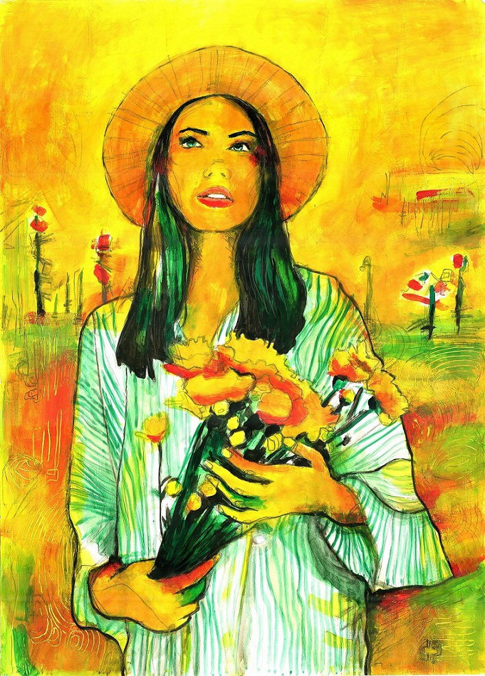 art beauty gouache model oil oilpainting painting   portrait tempera woman