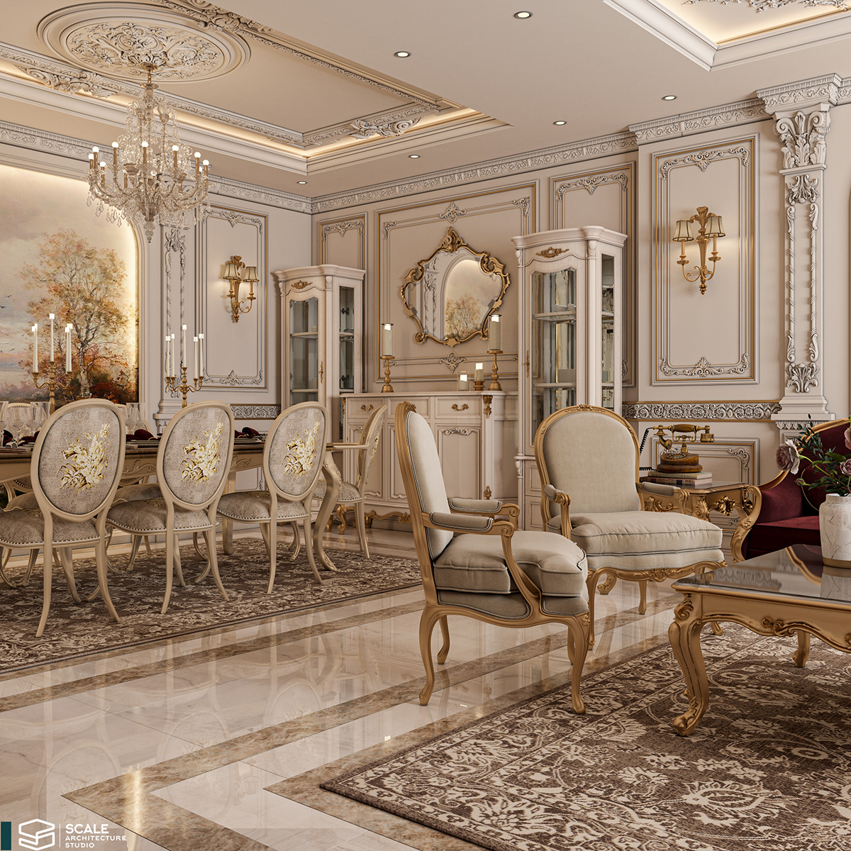 reception interior design  architecture Render visualization vray Classic