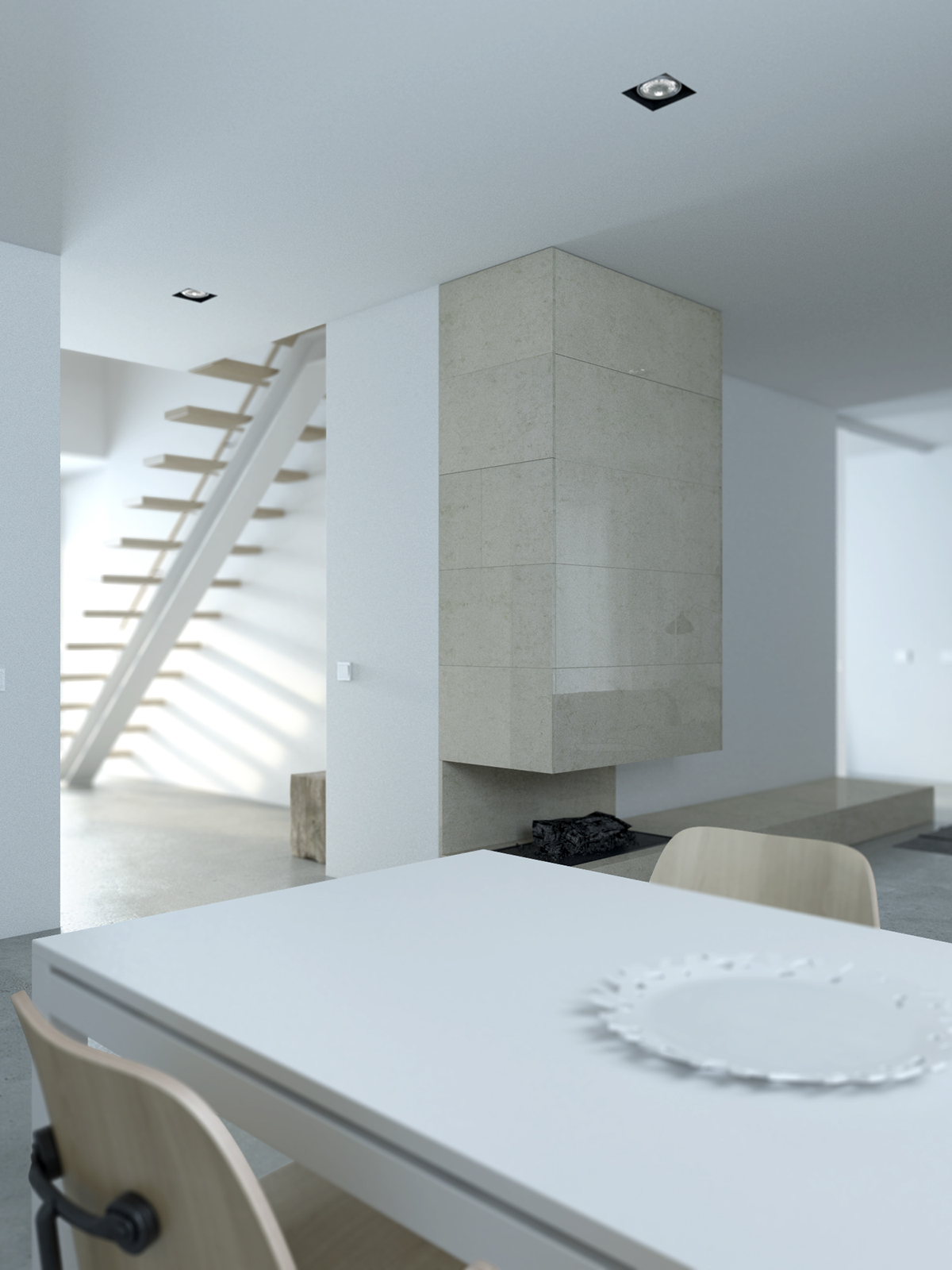 White modern flat minimal CG renovation