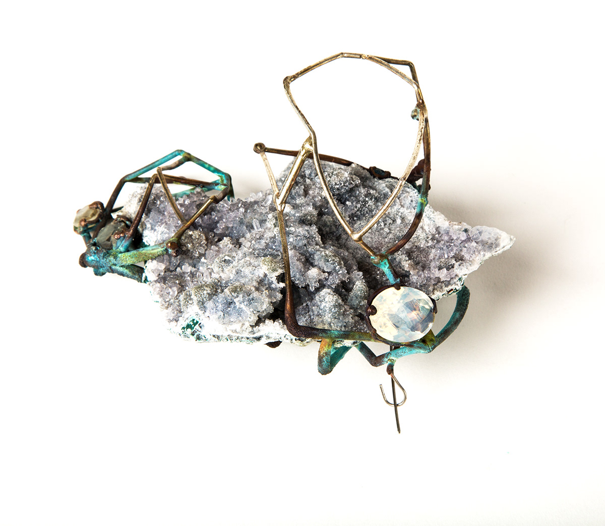 jewelry  brooch Labradorite  aquamarine  quartz Fluorite electroforming shibuichi