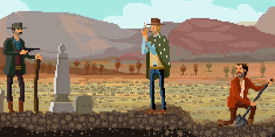 the_good_the_bad_and_the_ugly good bad ugly Clint Eastwood BLONDIE Spaghetti Westerns western Gun pixelart Pixel art 8bit eastwood