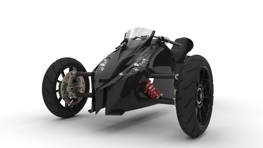 motorcycle trike Turbine engine speed car rendering automotive  