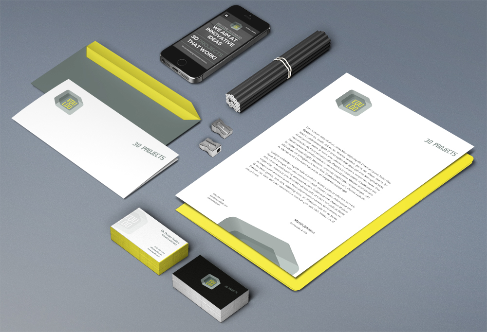 clean grey yellow identity logo Website responsive website Corporate Identity design