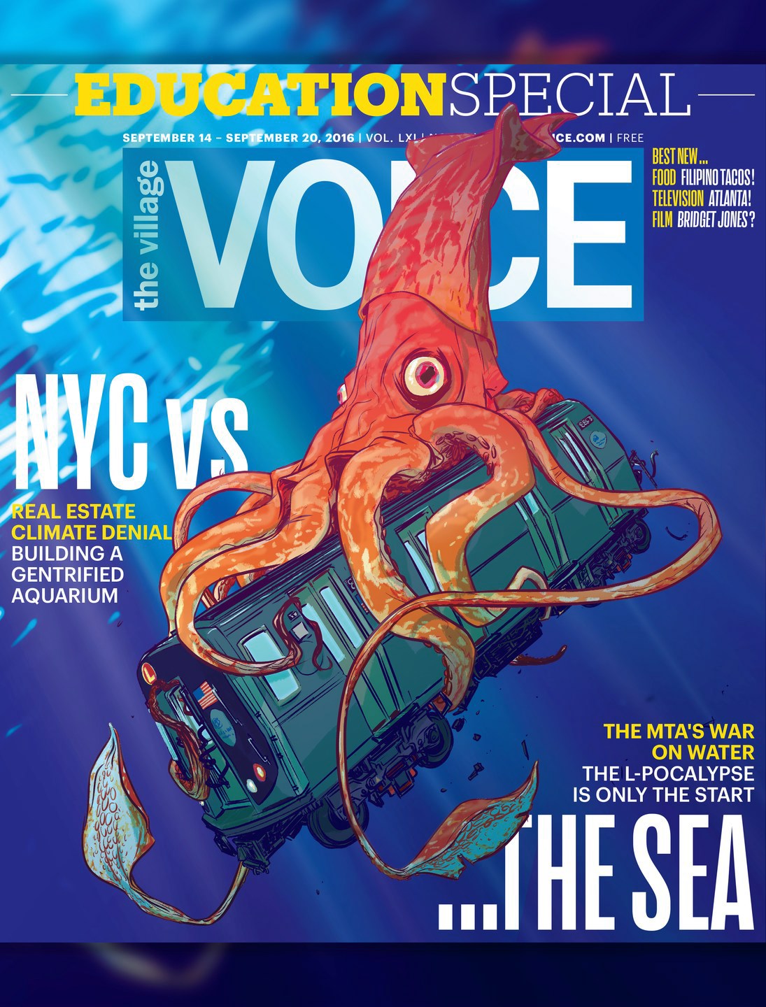 Village Voice cover nyc new york city Squid hurricane sandy
