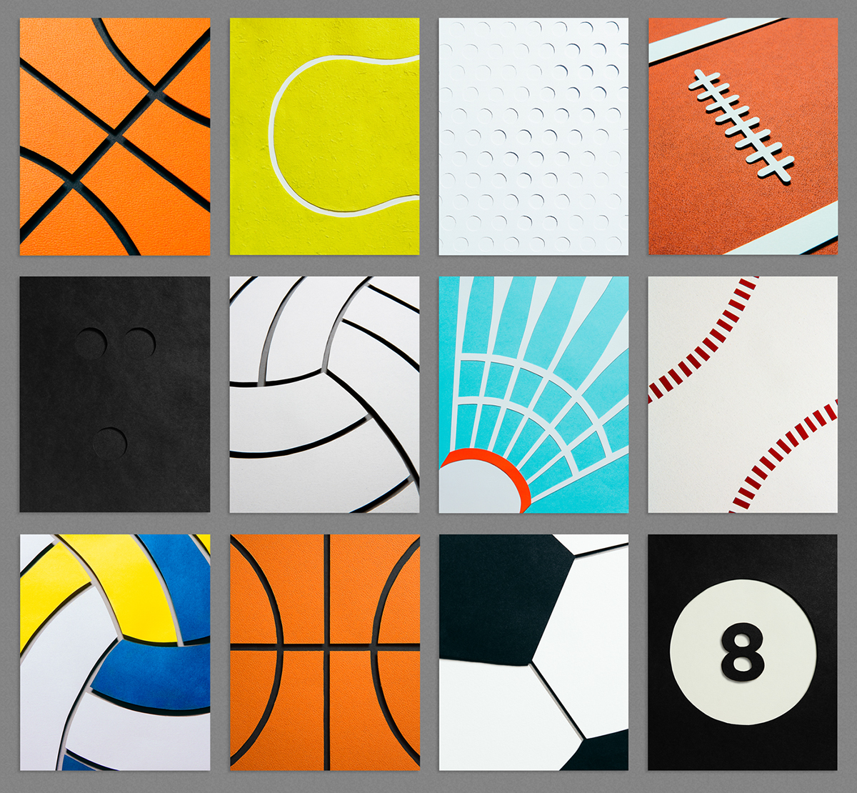 paper papercraft papercutting balls ball sport football clean minimalistic basketball soccer tennis editorial Nike