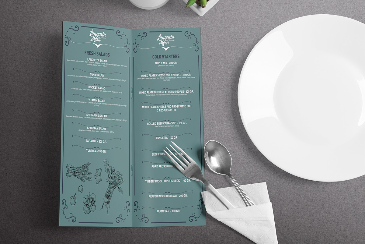 blue fish fish restaurant menu menu design Ocean OCEAN BLUE  print restaurant