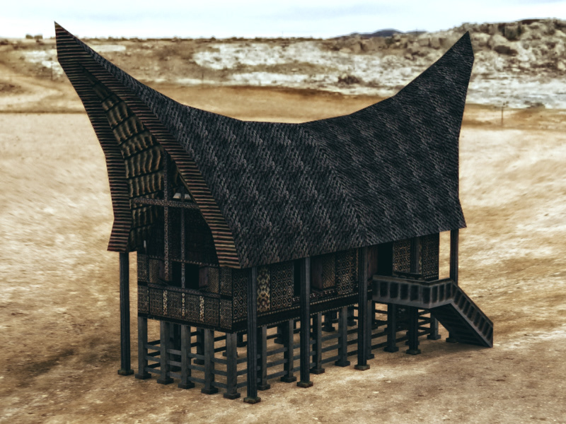 Low Poly 3D CG CGI 3ds max photoshop indonesia Rumah Adat environment building rumah Adat culture modeling keyshot