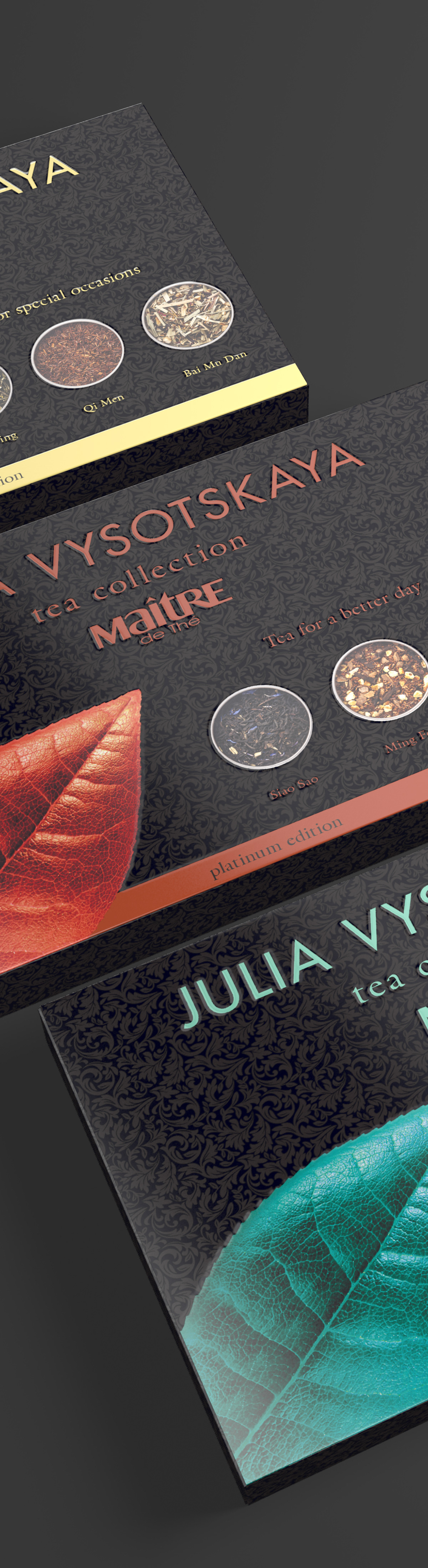 maitre tea package product design Render 3D graphics shot
