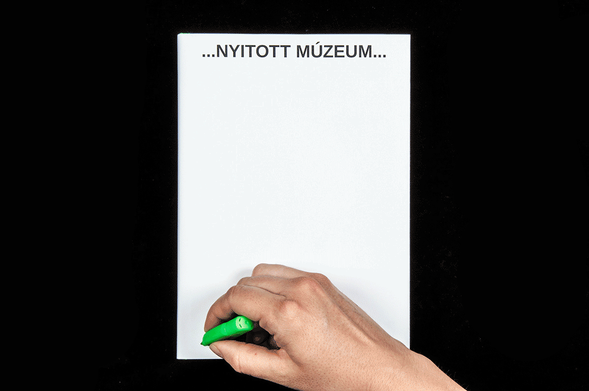 book museum Neon Green Post-it highlighter research open museum hardcover book budapest museum of ethnography
