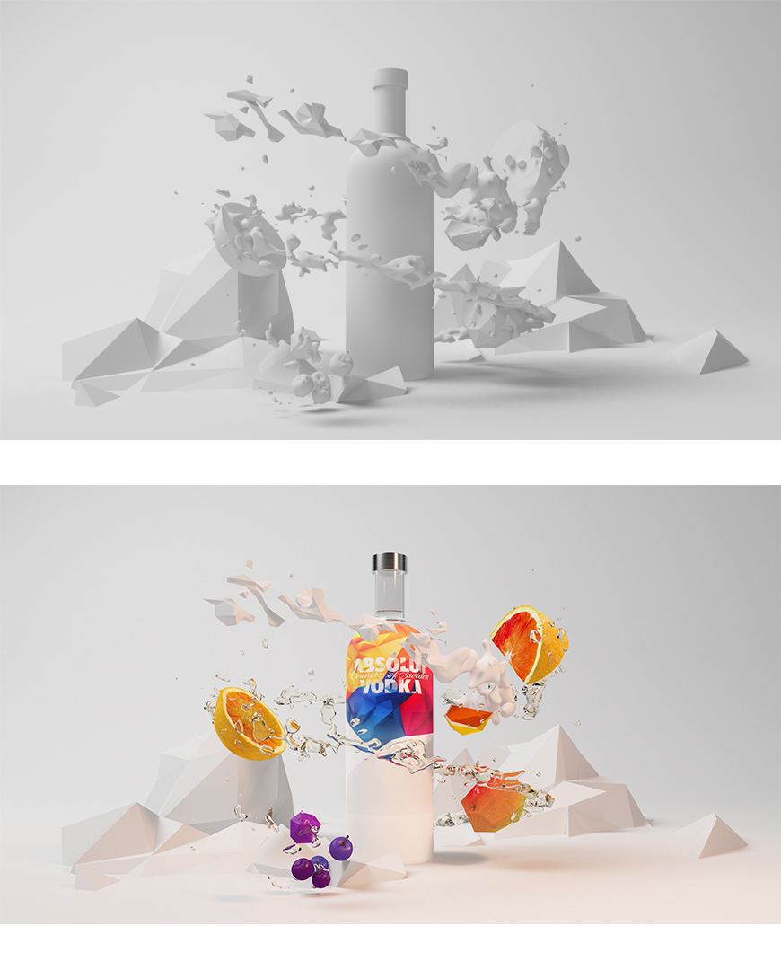 cinema4d realflow graphic artworks absolute vray Fruit water