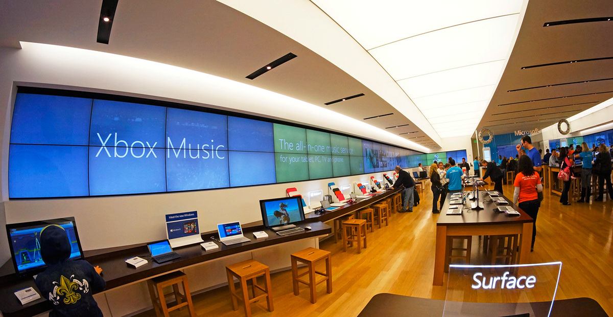 Microsoft Store Microsoft Video wall Xbox Music panoramic