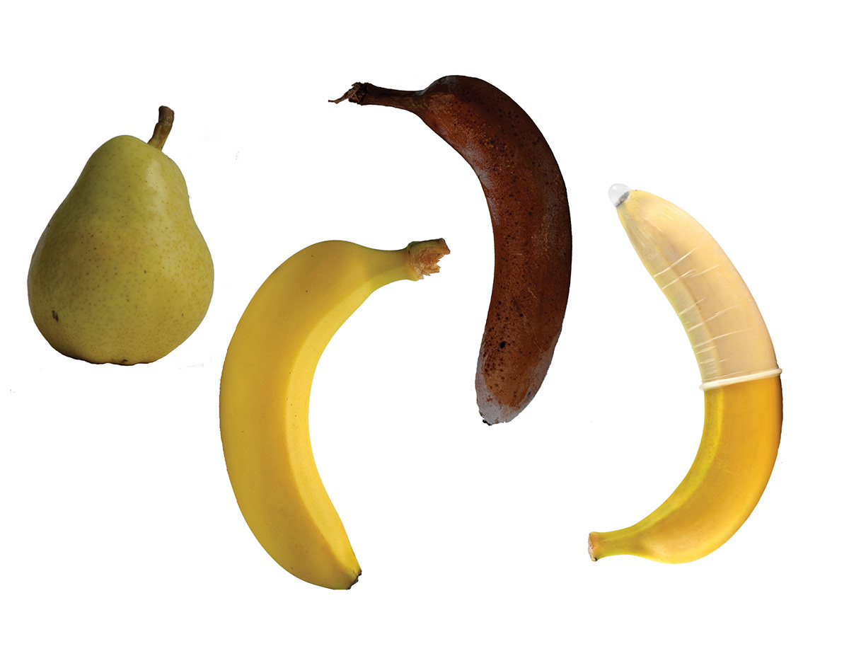 posters  poster  poster campaign  health services  stds  STD Prevention funny poster  Fruit Characters  awesome  Fruit  banana  pear   college box