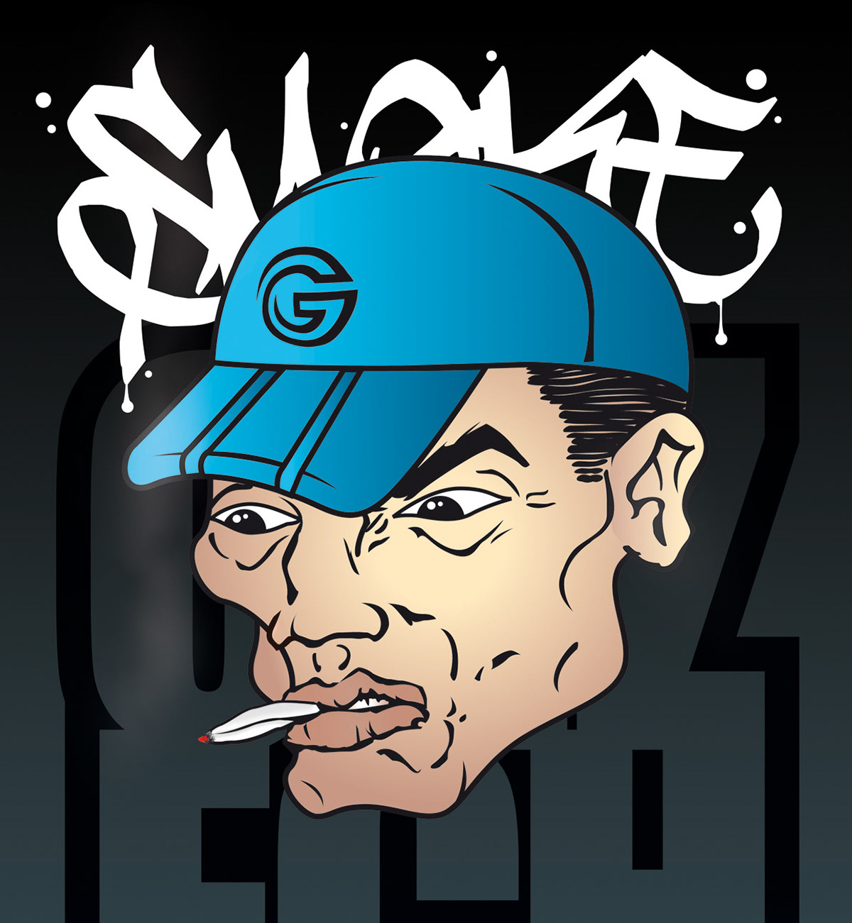 block blunt cap cigarette Fag Graffiti hiphop man smoker vector