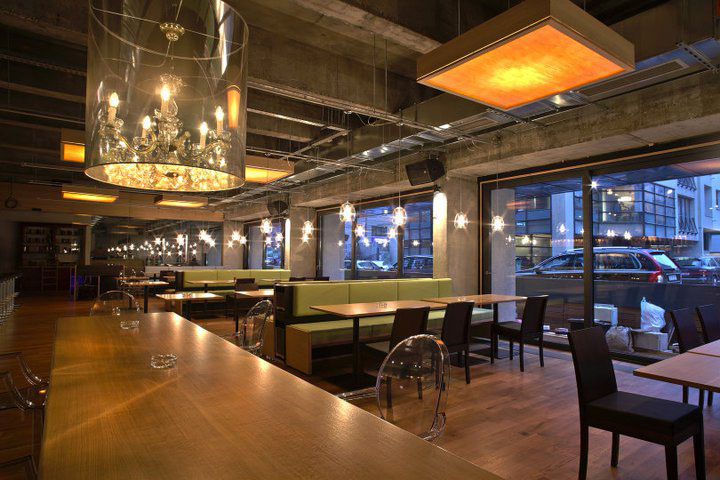 TEGO concrete restaurant bar Urban Tapas Bar open kitchen design industrial Open Space minimalist modern