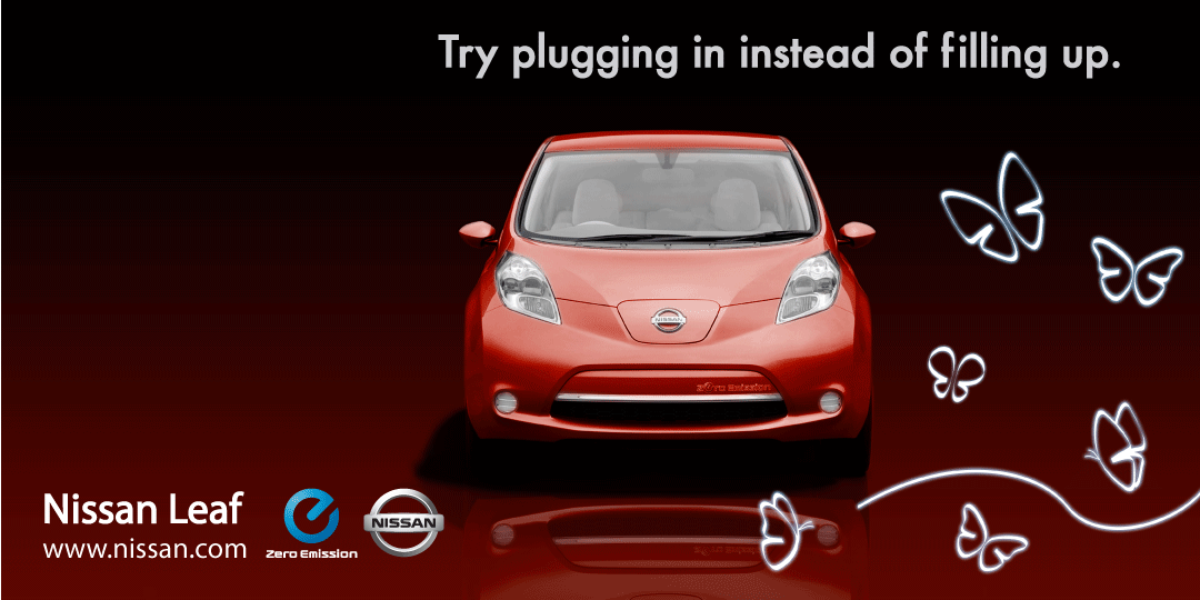 Nissan  nissan leaf billboard ad ad campaign slogan Cars neon electric electricity