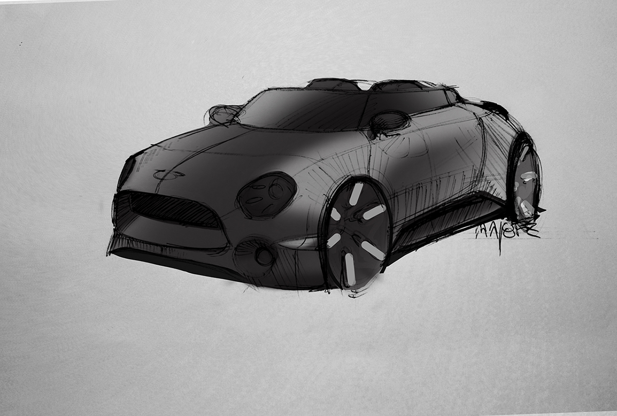 MINI sketch car design Render photoshop automotive   process