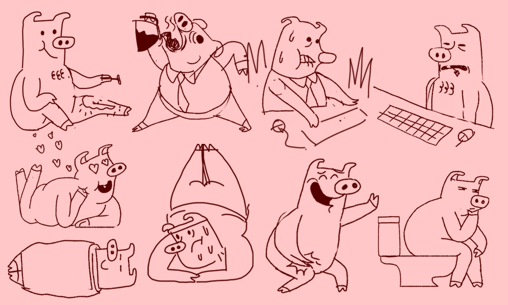 pig animation  stickers giphy stickerpop gif cartoon Character piggie set