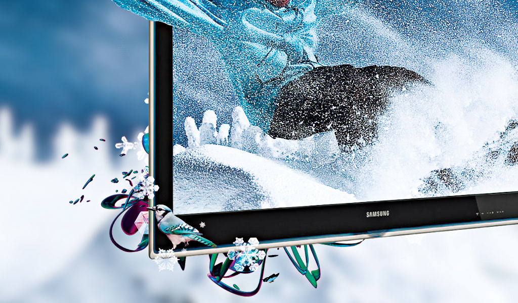 snow snowboard Snowboarder winter powder action Dynamic blue tv 3D led commercial