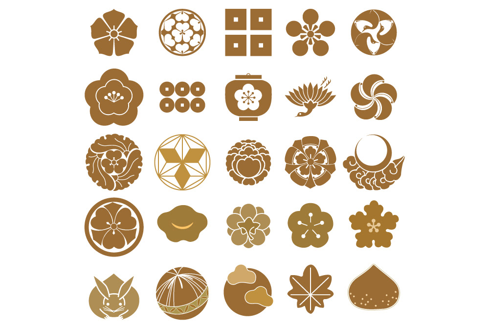 flat floral flower geometric icons japanese logo pattern vector. wave