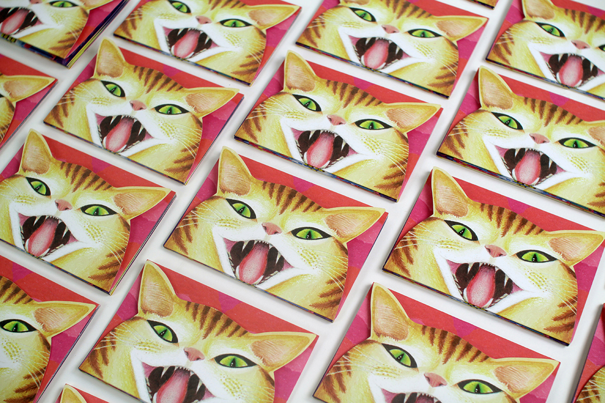color Cat cats brochure fold UV spot varnish comic-con psychedelic