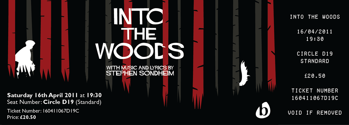 Into the Woods poster ticket Performance play Theatre