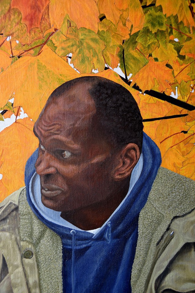 painting   art figurative african London autumn Tree  refugee immigrant
